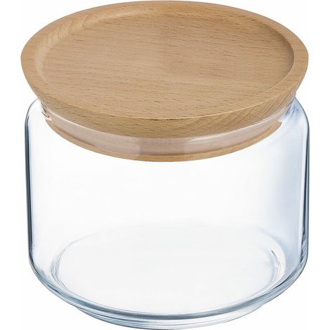 Tarro de vidrio con tapa de bambú 500 g (1/2)