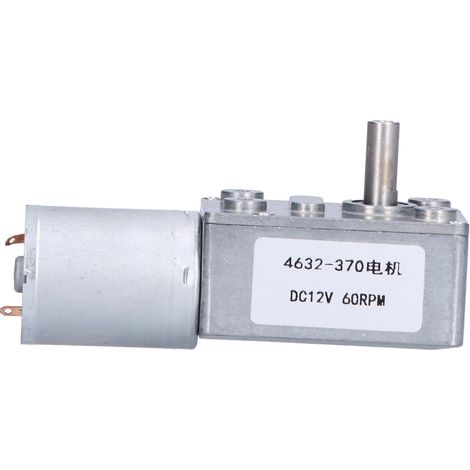 Moteur à vis sans fin à turbine, réducteur à engrenages, arbre de réduction, 60 tr/min, 12 V CC, 4632-370 (1/5)