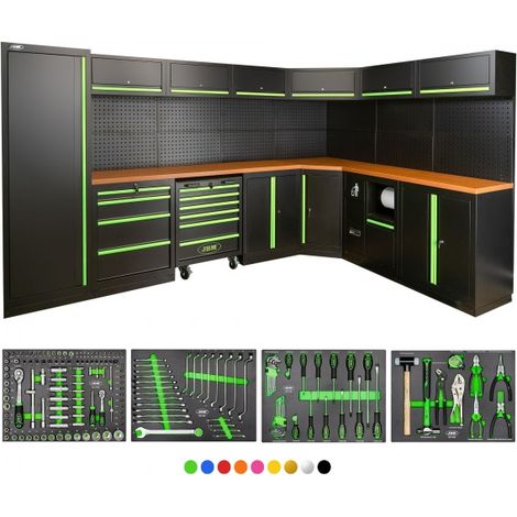 JBM SERIE565 Composizione arredo officina con assortimento completo - Verde