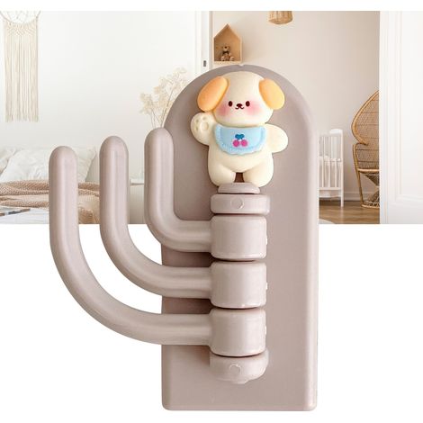 Patère murale autocollante innovante en forme d'animal mignon, idéale pour les dortoirs et les chambres d'enfants. Motif : chiot et café. (1/5)