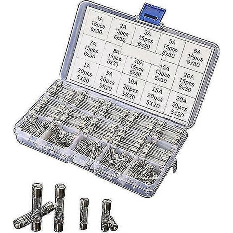 250 verschiedene Glassicherungen 5x20mm 6x30mm Kastensicherungsrohr-Set Schnellzündsicherungen
