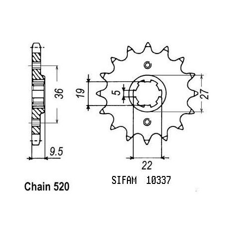 Pignon de sortie de boite Sifam pour Moto Honda 350 XR R 1985 à