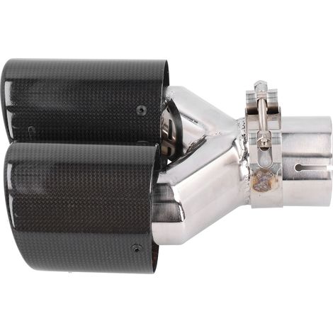 Embout d'échappement double universel en fibre de carbone brillante et acier inoxydable en forme de Y (1/5)