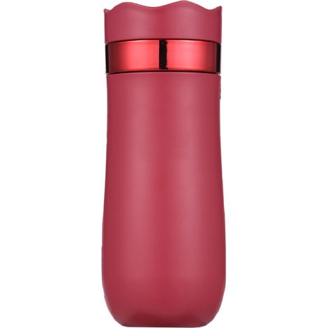 Termo portátil para café – Prensa francesa para café de filtro y té – 320 ml/11 oz – Doble aislamiento, a prueba de fugas – Rojo/Marfil (Sin marca) (1/4)
