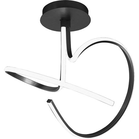Curvy - Plafoniera LED 39W 3000K IP20 con struttura in alluminio finitura nero opaco, design sinuoso e tondeggiante - Rossini Group (1/5)