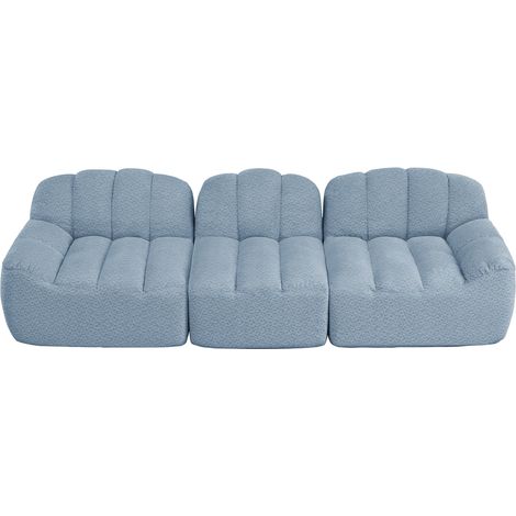 Sofá modular rinconera de 3 plazas, respaldo ergonómico, asiento amplio, tejido fleece granulado azul (1/5)