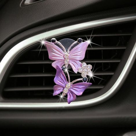 Clips décoratifs en forme de papillon pour grille d'aération de climatisation de voiture - Violet - Lot de 4 (1/3)