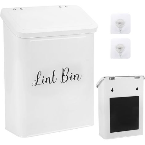 Magnetic Lint Bin for Laundry Room, Magnetic Wall Mount with Lint Brush, Magnetic Plush Box with Hook Organizations and Storage for Laundry Room (19 x 9.5 x 27 cm) (1/5)