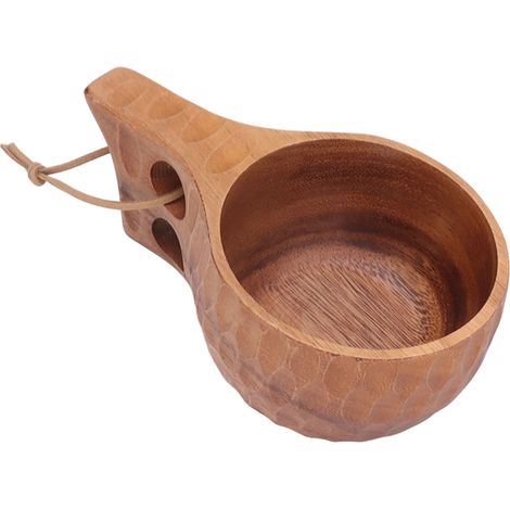 Tasse à thé en bois sculptée à la main, style portable, tasse à café en bois naturel pour la maison, le restaurant et le camping (5 pièces) (1/5)