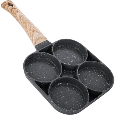 Poêle antiadhésive 4 trous pour œufs, omelettes, steaks, hamburgers, pain et petit-déjeuner – idéale pour les plaques à induction. - JBMEDIA (1/4)