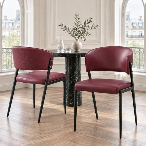 Sedia da pranzo moderna imbottita, struttura in metallo, rossa DESVIAE (1/5)