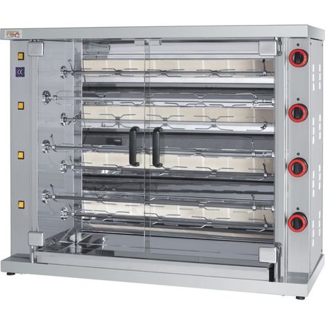 Rôtissoire gaz 42 poulets - 7 broches - 26 000 Kcal/h - IND-SIN-7 - FECA (1/2)