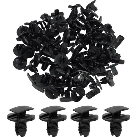 Clips de Fixation Pare-chocs en Plastique Rivets Auto Universels pour et 2 Attaches Carrosserie Noir (1/5)