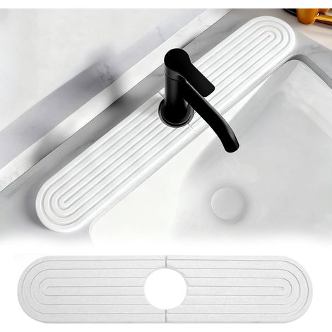 Tapis égouttoir diatomite 45×10 cm blanc, tampon séchage, cuisine/sdb. (1/4)