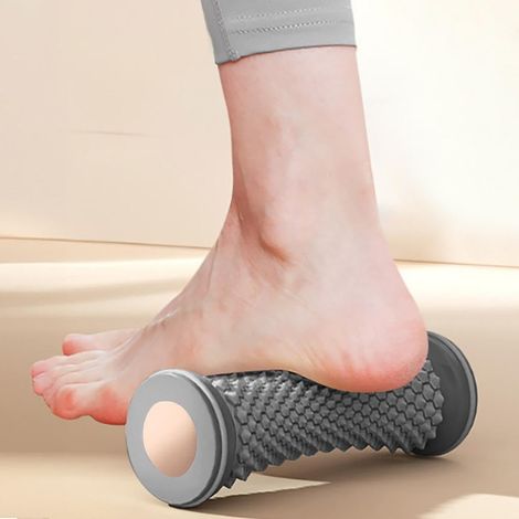 Rullo massaggiante portatile per i piedi, rullo per yoga, rullo muscolare per il rilassamento di piedi, mani e gambe, rullo massaggiante ergonomico per i piedi, massaggiatore manuale per i piedi (grig
