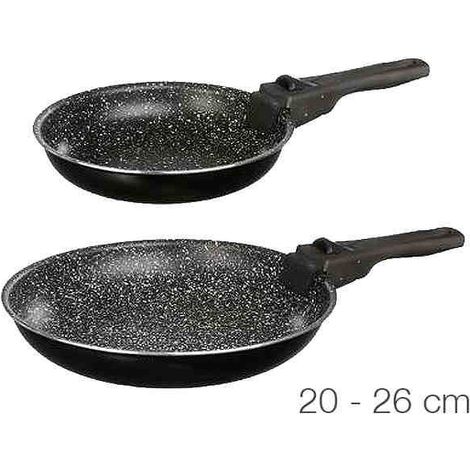 Lot de 2 poàªles pierre 20 et 26 cm + poignée amovible secret de gourmet (1/5)