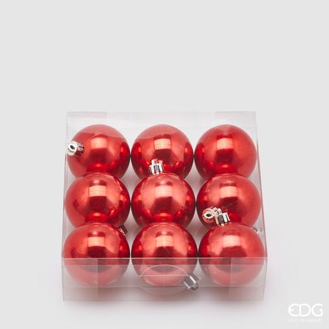 EDG Enzo De Gasperi Palline di Natale Rosse Perlate Ø6 cm – Set 9 Pezzi (1/2)