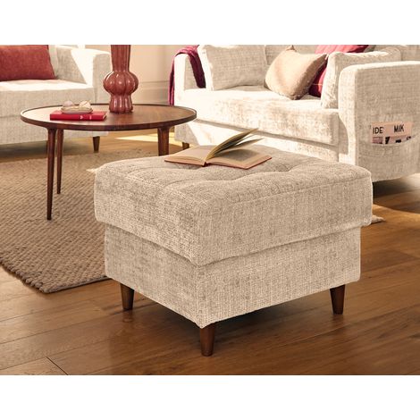 Anna - pouf en velours texturé - pieds en bois (1/5)
