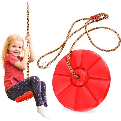Outdoor-Schaukel, Kletterseil, Kinderschaukel, Kunststoff-Kinderschaukel, hängende Scheibenschaukel für Kinder und Erwachsene, maximale Belastung 150 kg (rot) (1/5)