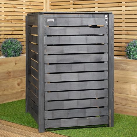 74cm x 1.16m Outdoor Wooden Garden Wheelie Bin Store Storage for 1 Bin in Anthracite