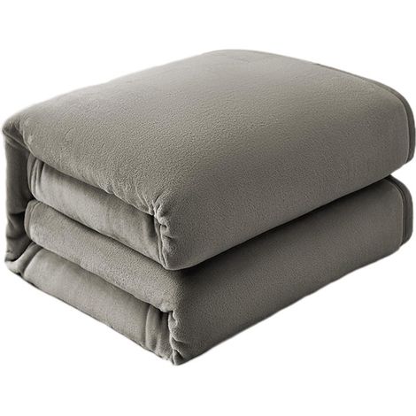 Couverture Rafraîchissante - Flanelle Microfibre 100% Polyester - 120 x 200 cm - Gris - 600 g - Pour Dormeurs Chauds (1/5)