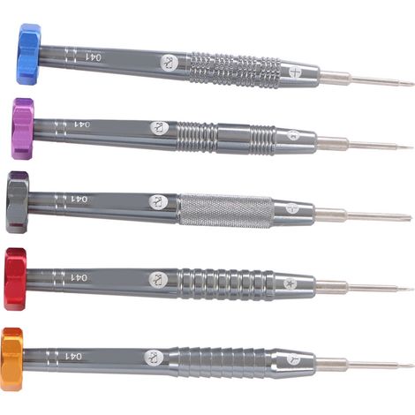 Tournevis de précision 5 pièces en métal, embouts 0.6 0.8 1.3 1.5 T2, kit pour montres, bijoux, jouets et lunettes. (1/5)