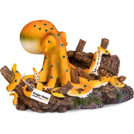Decoración de pulpo naufragado para acuario de agua dulce y salada, 17 cm.