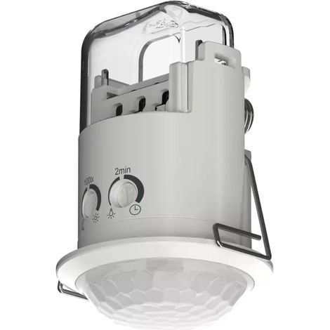 Theben 1030202 PIRA T6 Mini DE Kompakter Bewegungsmelder Präsenzmelder für den Innenbereich, 200 W LED, Erfassungsbereich rund 360°, Ø 6 m, Nachlaufzeit 5 s - 15 min, Deckeneinbau