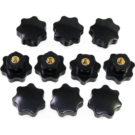 M6 Boutons en étoile. bouton moleté à filetage femelle. poignée en plastique noir boutons de serrage pour équipement mécanique (1/5)