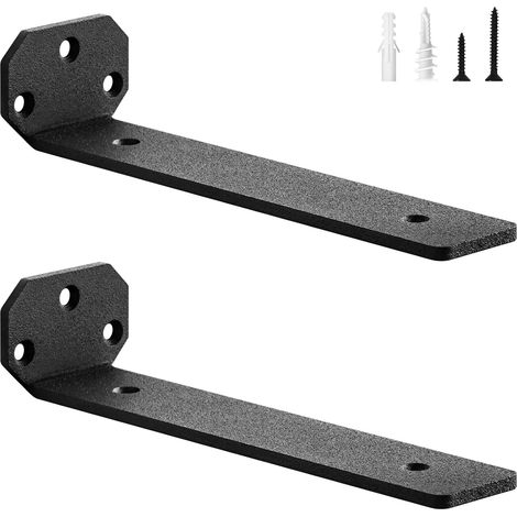 Lot de 2 Équerre Étagère Murale Métal Renforcée, Support Etagere Invisible, 50KG Charge, Support Étagère Murale 5mm Épaisseur, Équerre Étagère Durable Noir 20 cm (1/5)