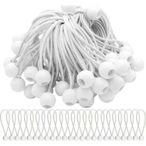 Pack of 75 Elastic Tensioners, Elastic Cords with Bungee Balls, Elastic Balls for Marquees, Tents, Banners and Tarpaulins (1/5)