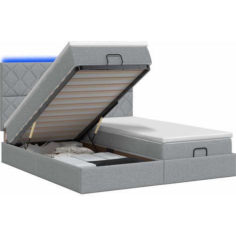 Maison Exclusive - Letto Ottomano con Materasso e LED Grigio Chiaro 200 x 200 cm (1/5)
