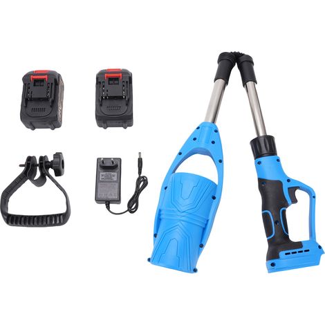 Souffleur de feuilles sans fil électrique avec batterie, chargeur rapide, pliable, idéal pour le nettoyage des terrasses et l'entretien des pelouses. Souffle les feuilles mortes et la poussière. Prise (1/5)