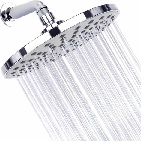 20cm Shower Head - 304 Stainless Steel Round High Pressure Shower Head for Comfortable Low Water Pressure Shower - Wall or Ceiling Mounted (Chrome) (1/5)