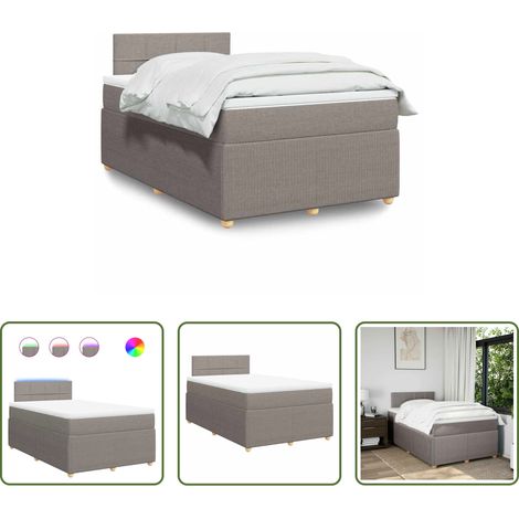 Matelas à ressorts ensachés - Sommier à lattes de lit avec matelas taupe 120x190 cm tissu (1/5)