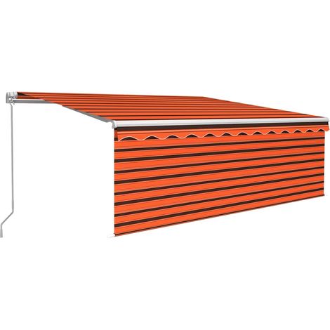 Maison Exclusive - Auvent manuel rétractable et store et LED 4,5x3 m Orange/marron (1/5)