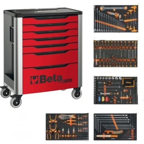 Beta Cassettiera mobile porta attrezzi 7 cassetti con assortimento 285 Pz. 3900 RSC39/7-R VA cod. 039000713 (1/5)