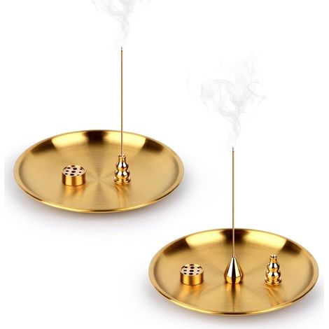 2 Pièces Porte Encens, 3 en 1 & 4 en 1 Bruleur Encens en Laiton Porte Encens Porte d'encens Bâton avec Récupérateur de Cendres Support Encens Baton pour Maison Bureau Yoga Salle (1/5)