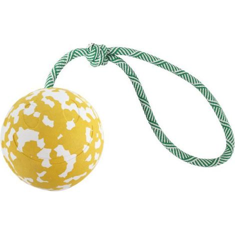 Jouet interactif pour chien - Phoesky - Biodégradable - Élastique - 6 cm - Blanc - Jaune - Anneau de traction (1/5)