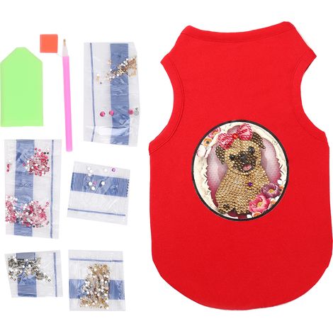 Pet Vest Clothes Small Dog Cat Rhinestone Painting Soft Breathable Summer Shirt ApparelRed S (1/5)