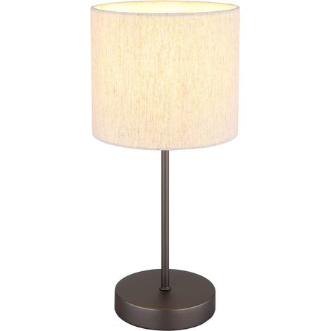 Tischleuchte Beistelllampe Leselampe Metall schwarz-chrom Leinen creme H 37 cm (1/5)