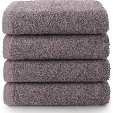 Plafonnier Cristal Serviette - Lot de 4 - Coton - Absorption Rapide - Salle de Bain - 30 X 50 Cm - Gris (1/4)