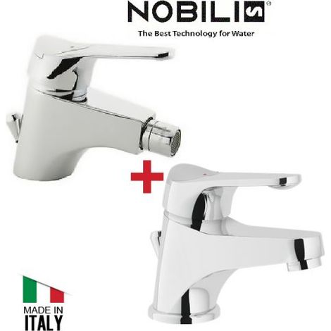 COPPIA MISCELATORI NOBILI LAVABO BIDET RUBINETTI SERIE ITALIA CON PILETTA 11860/ (1/5)