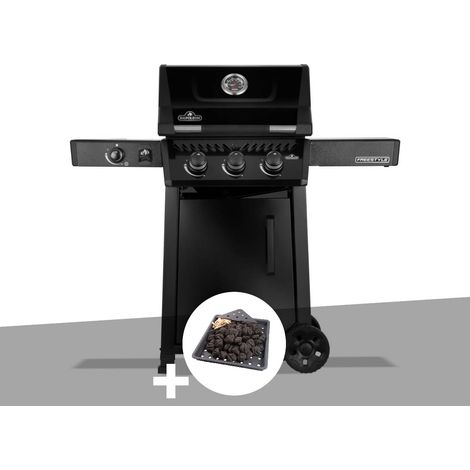 Barbecue gaz Freestyle 365 noir 3 brûleurs et 1 réchaud latéral + Plateau charbon - Napoléon