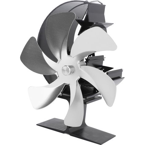 Ventilateur de poêle à 6 pales, ventilateur de cheminée, alimenté par la chaleur, circulation d'air rapide, flux d'air en croissant, ventilateur thermoélectrique pour poêles à bois, argent (1/5)