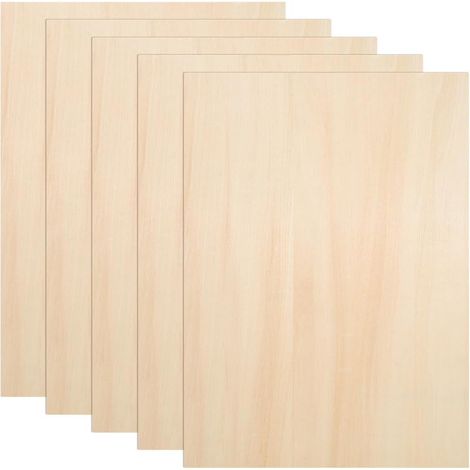 5 Pack Unfinished Basswood Sheet, 42x30cm Craft Plywood Sheets Rectangle Wood Boards for Painting Laser cutting Engraving House Aircraft Ship Boat Arts Crafts Projects (1/5)