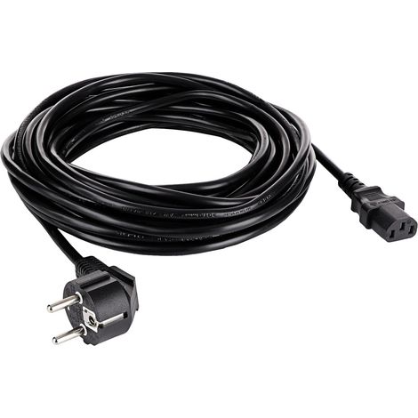 Akyga Strom Anschlusskabel [1x Schutzkontakt-Stecker - 1x Kaltgeräte-Buchse C13] 10 m Schwarz