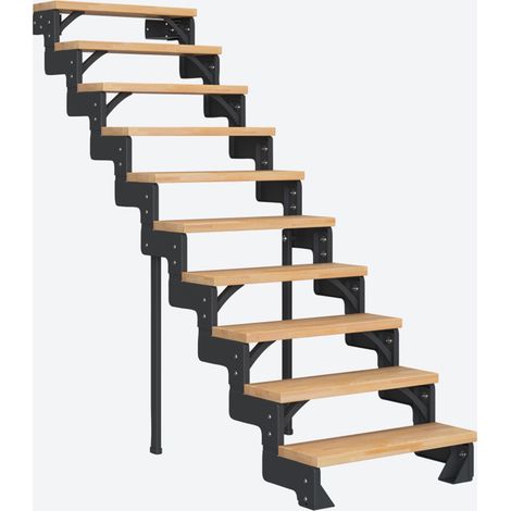 Dolle Modultreppe Gardentop Innen Buche 10 Stufen 180-220cm Geschosshöhe 75cm Stufenbreite ohne Geländer (1/4)