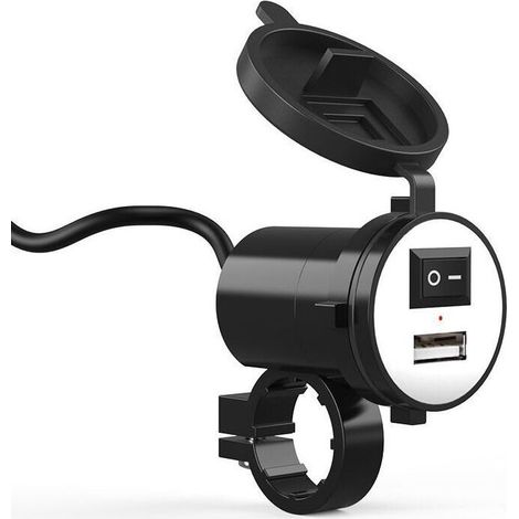 Waterproof 12V Motorcycle USB Charger, Universal Motorcycle Handlebar Mount, Waterproof USB Motorcycle Charger, Fast 5V/2.1A Charging for GPS and Mobile Phones (1/3)