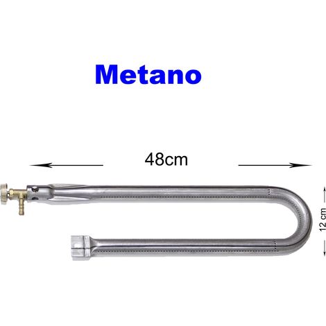 Bruciatore a gas Gpl Metano per barbecue pietra ollare piastra ghisa scegli la misura e il rubinetto : 48x12 cm metano